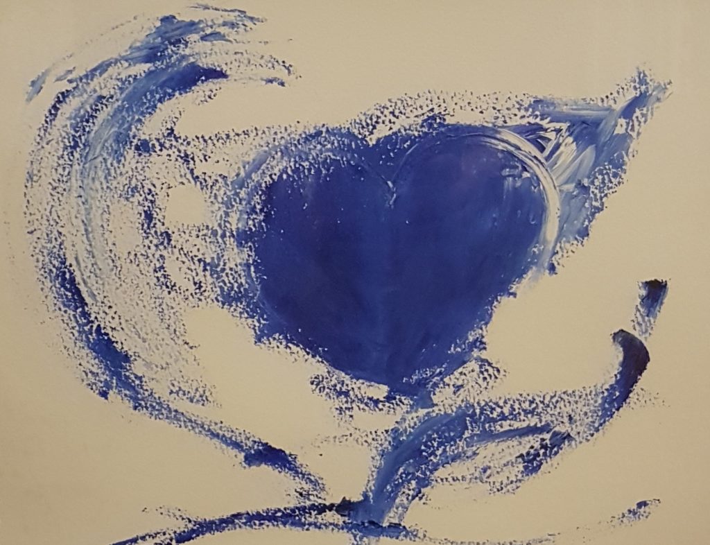 peinture coeur bleu